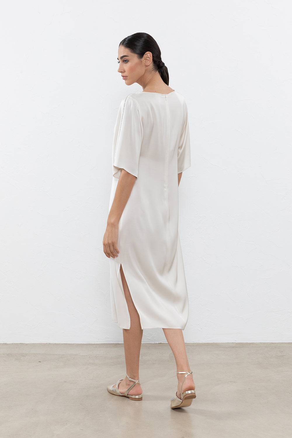 Peserico Abito midi in satin di viscosa Fino Al -60%