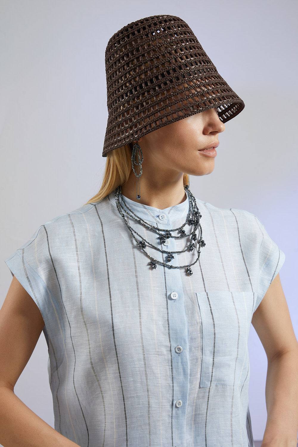 Peserico Camicia in puro lino multiriga Saldi