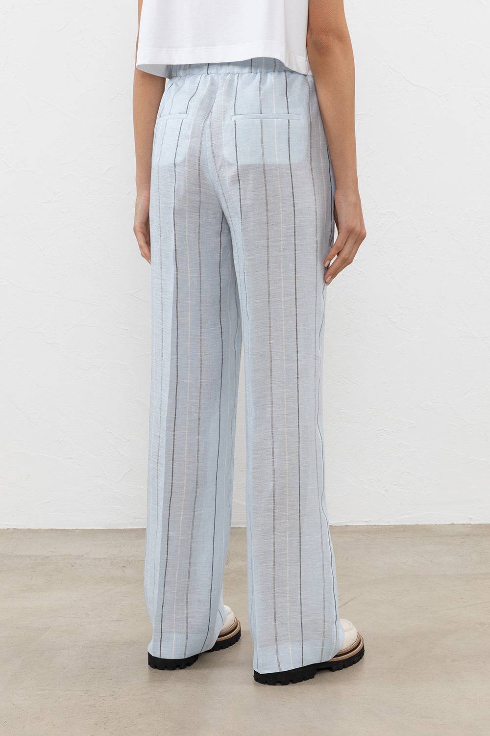 Peserico Pantalone in leggera tela di puro lino multi-riga Offerte