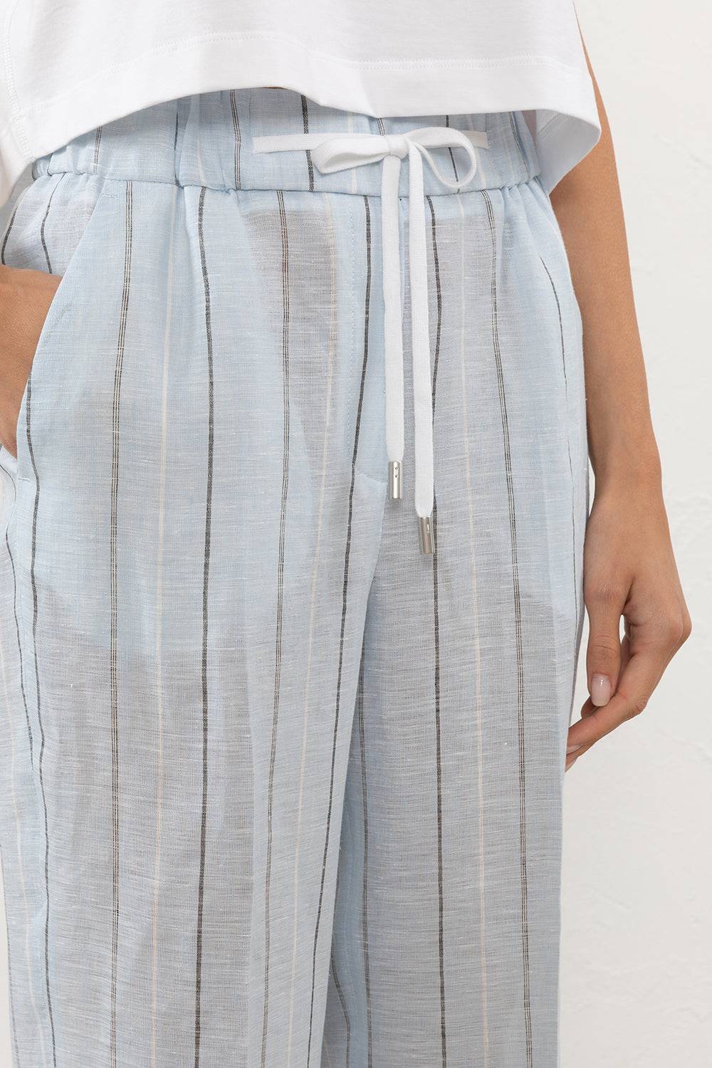 Peserico Pantalone in leggera tela di puro lino multi-riga Offerte