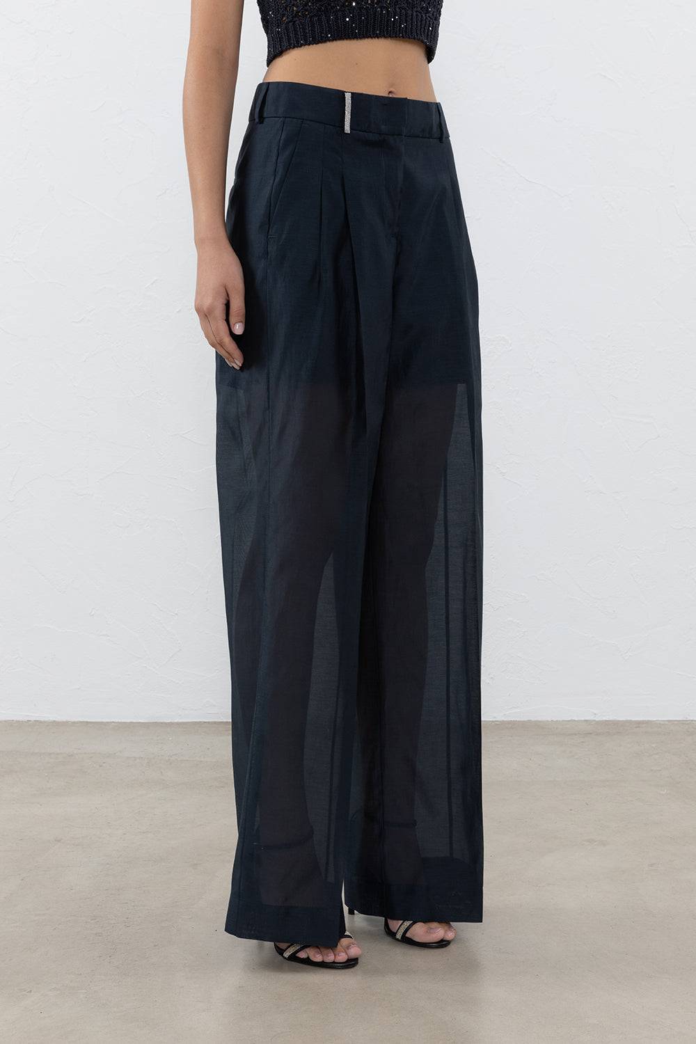 Peserico Pantalone a palazzo in organza di cotone misto seta Vendita Calda
