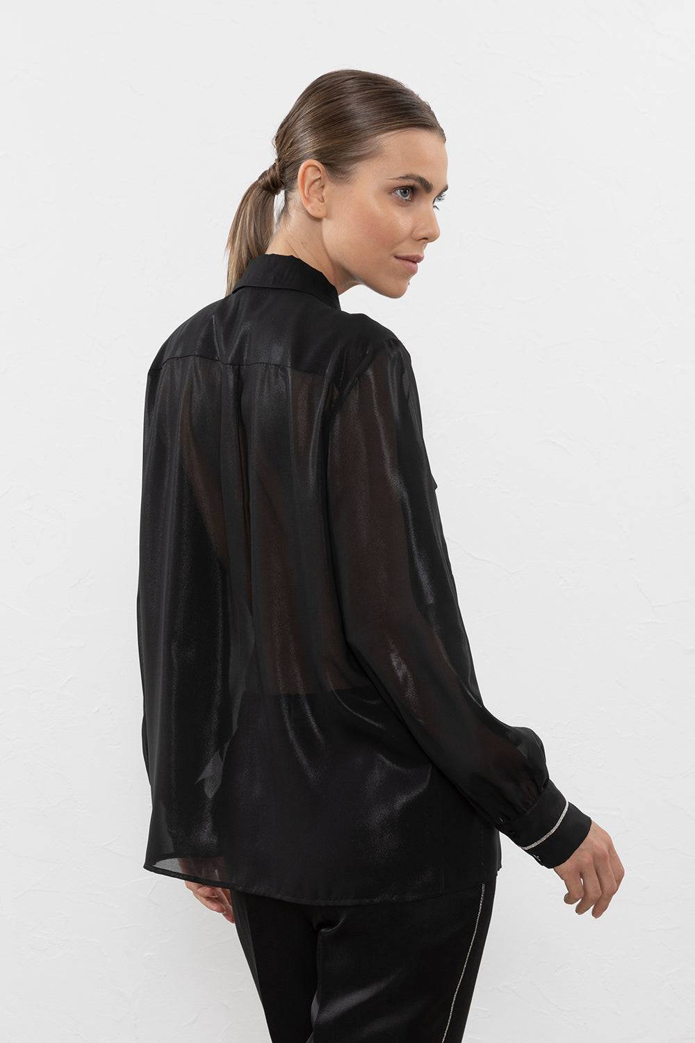 Peserico Camicia in leggero chiffon laminato Vendita Economica