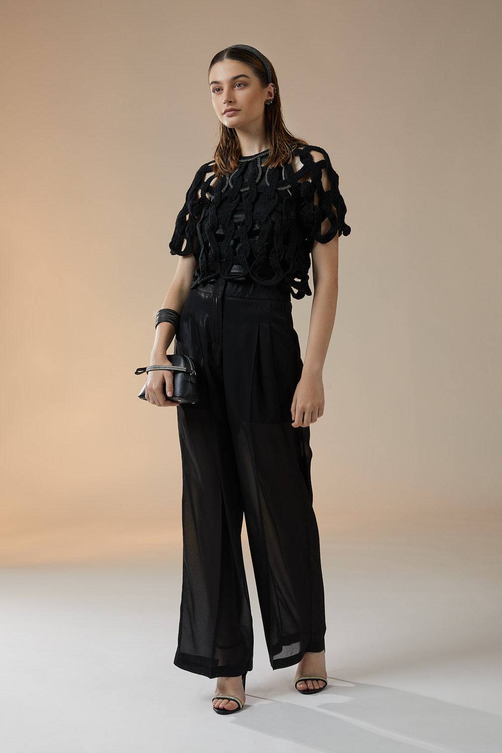 Peserico Pantalone a palazzo in leggero chiffon Saldi Di Fabbrica