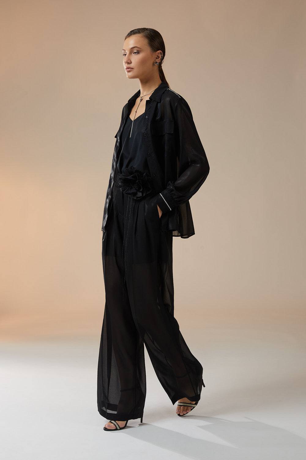 Peserico Pantalone a palazzo in leggero chiffon Saldi Di Fabbrica