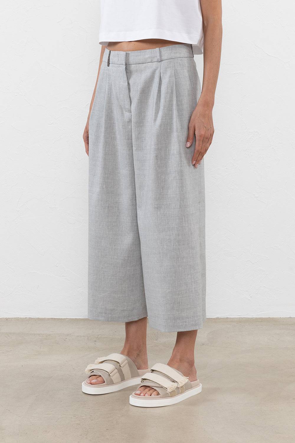 Peserico Pantalone in tela "Estrato" di lana-lino Vendite Flash