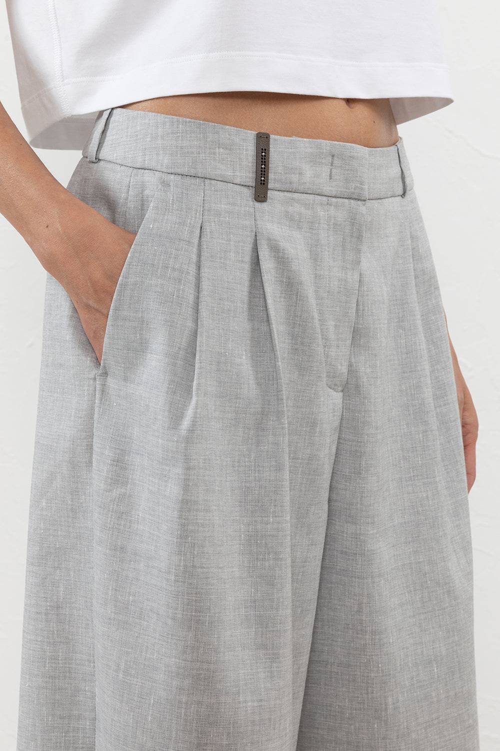Peserico Pantalone in tela "Estrato" di lana-lino Vendite Flash