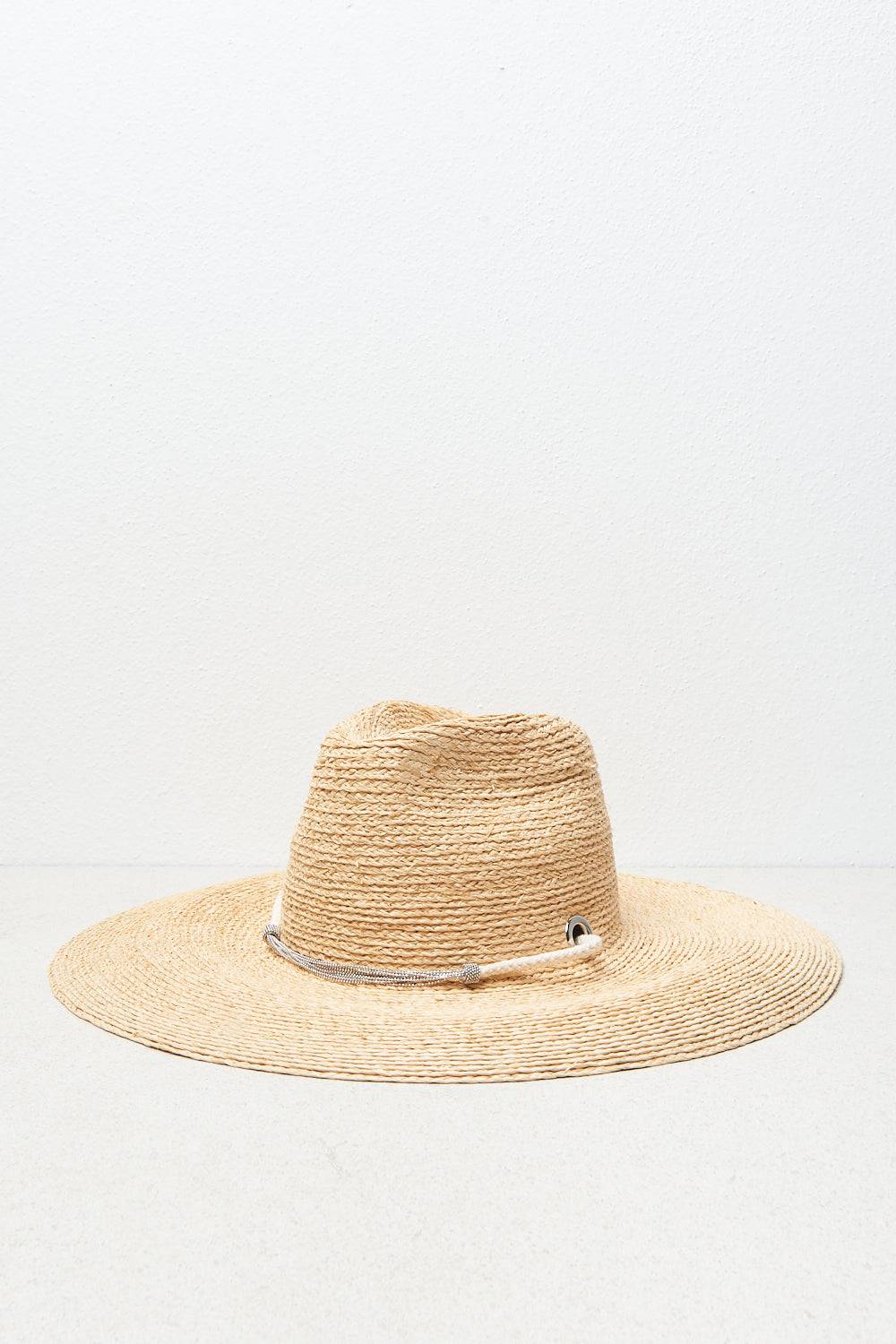 Peserico Cappello fedora in rafia con cinturino in corda e Punto Luce Offerta speciale