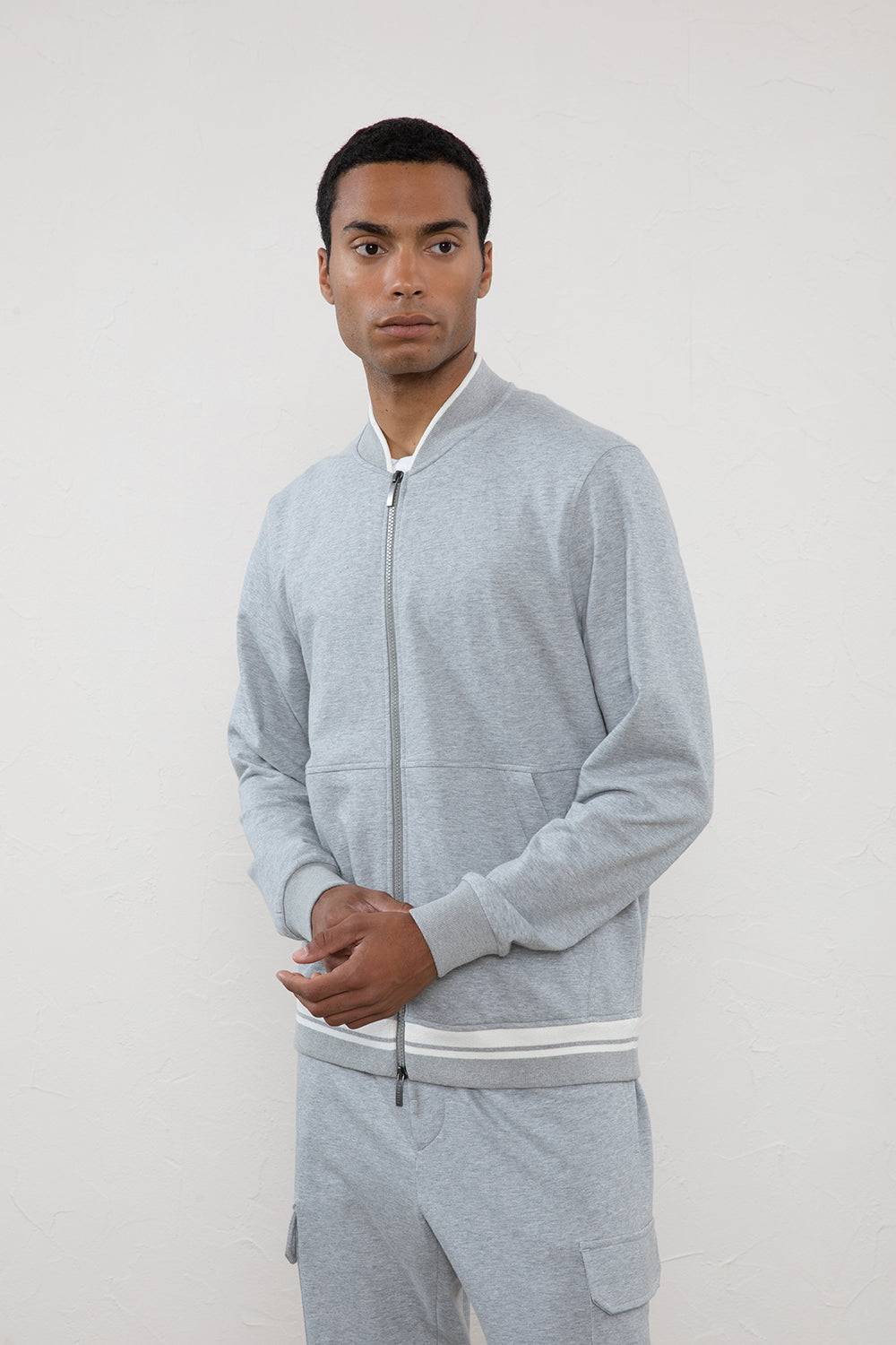 Peserico Felpa full zip in jersey mélange Flash Sale