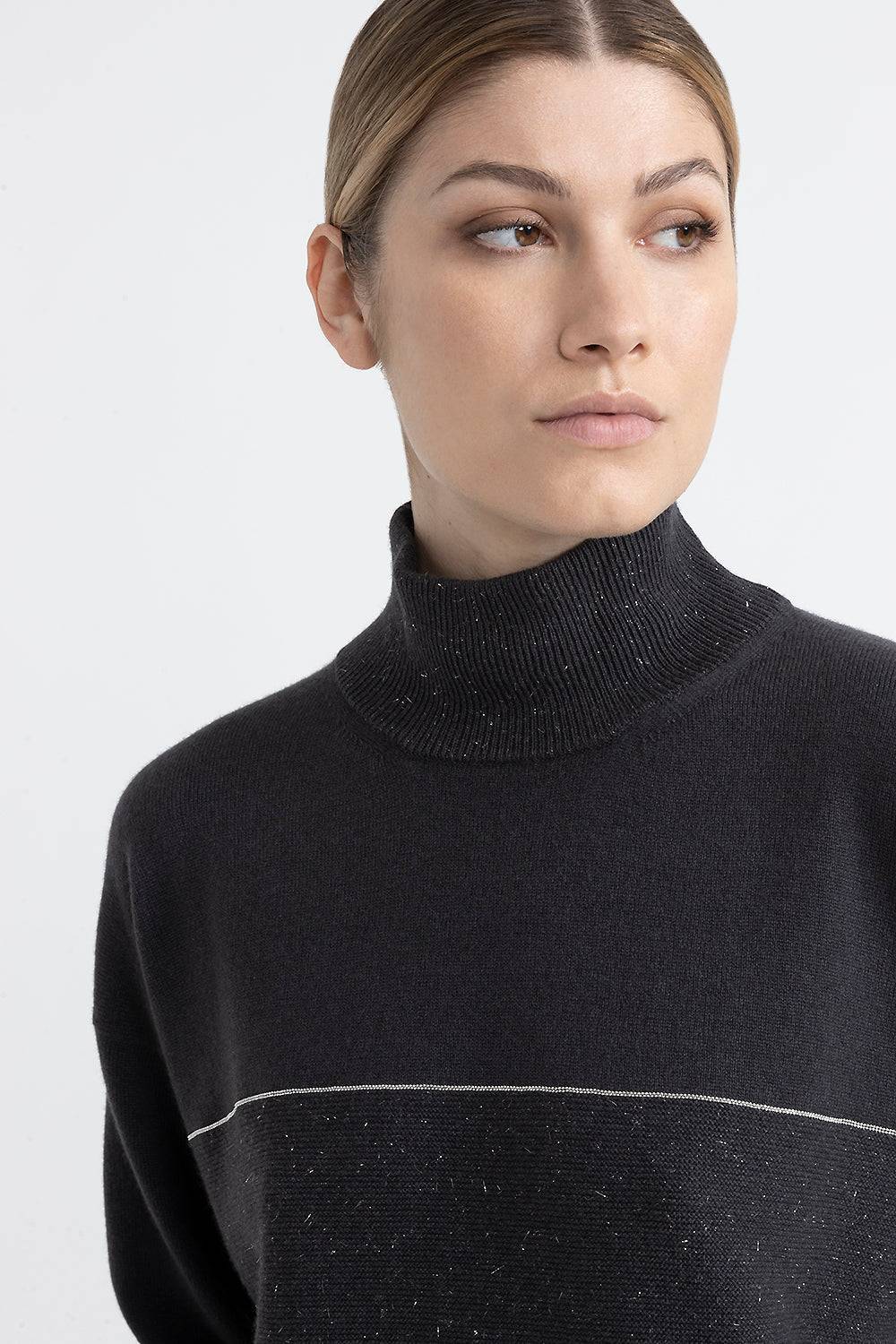 Peserico Maglia con collo a lupetto in lana, seta cashmere con lurex Vendite stagionali