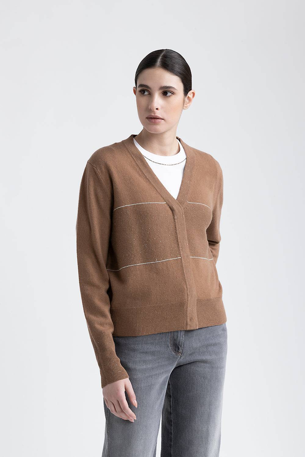 Peserico Cardigan con ricami in lana, seta e cashmere con lurex