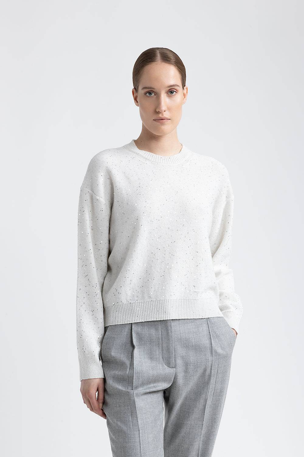 Peserico Maglia in lana e cashmere con lurex e paillettes