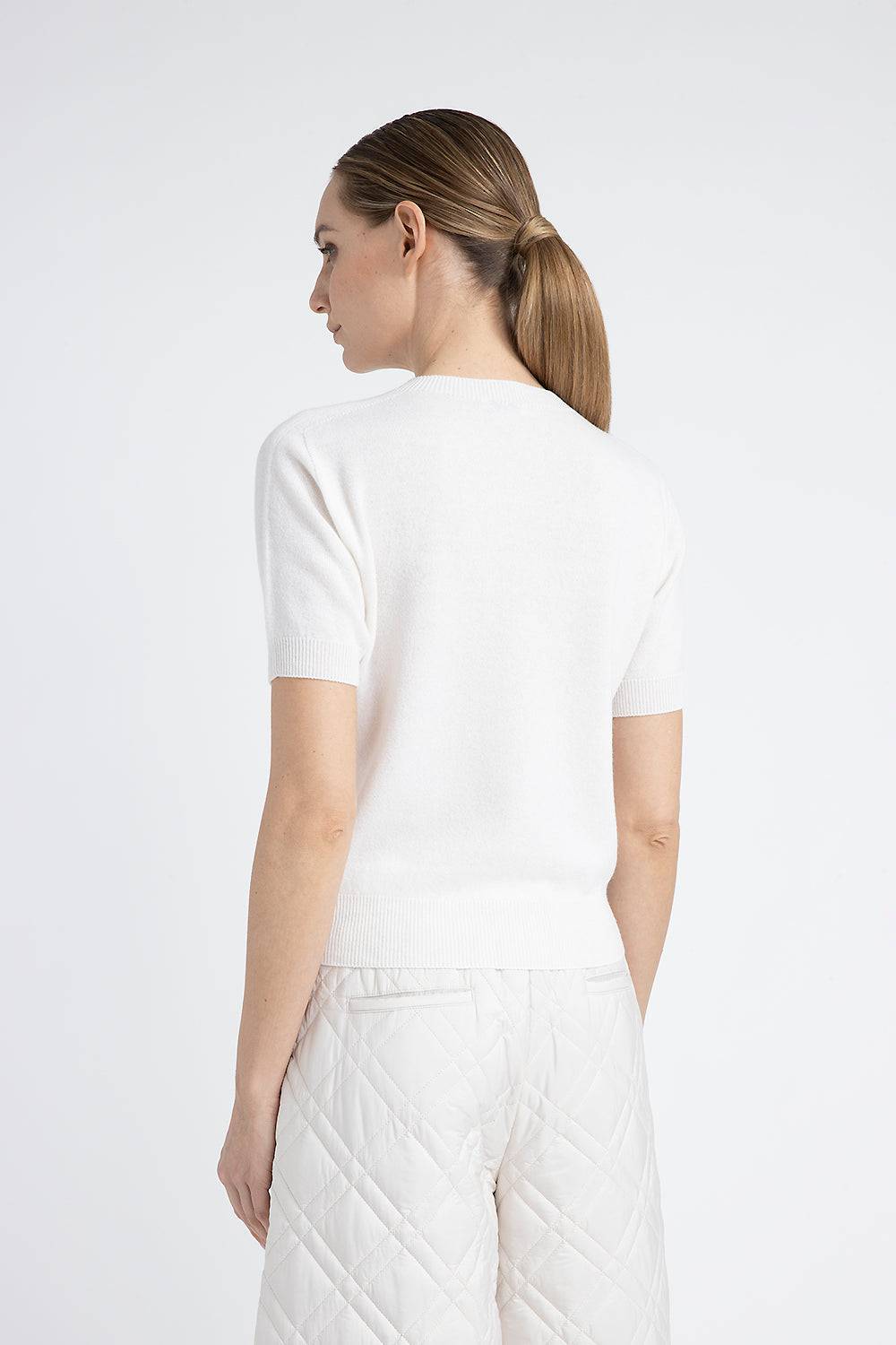 Peserico Maglia maniche corte in puro cashmere Vendita calda