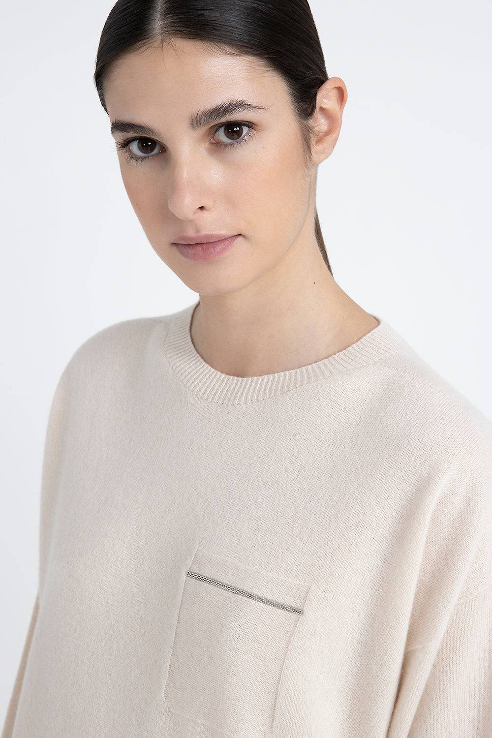 Peserico Maglia girocollo in puro cashmere e lurex Offerta migliore