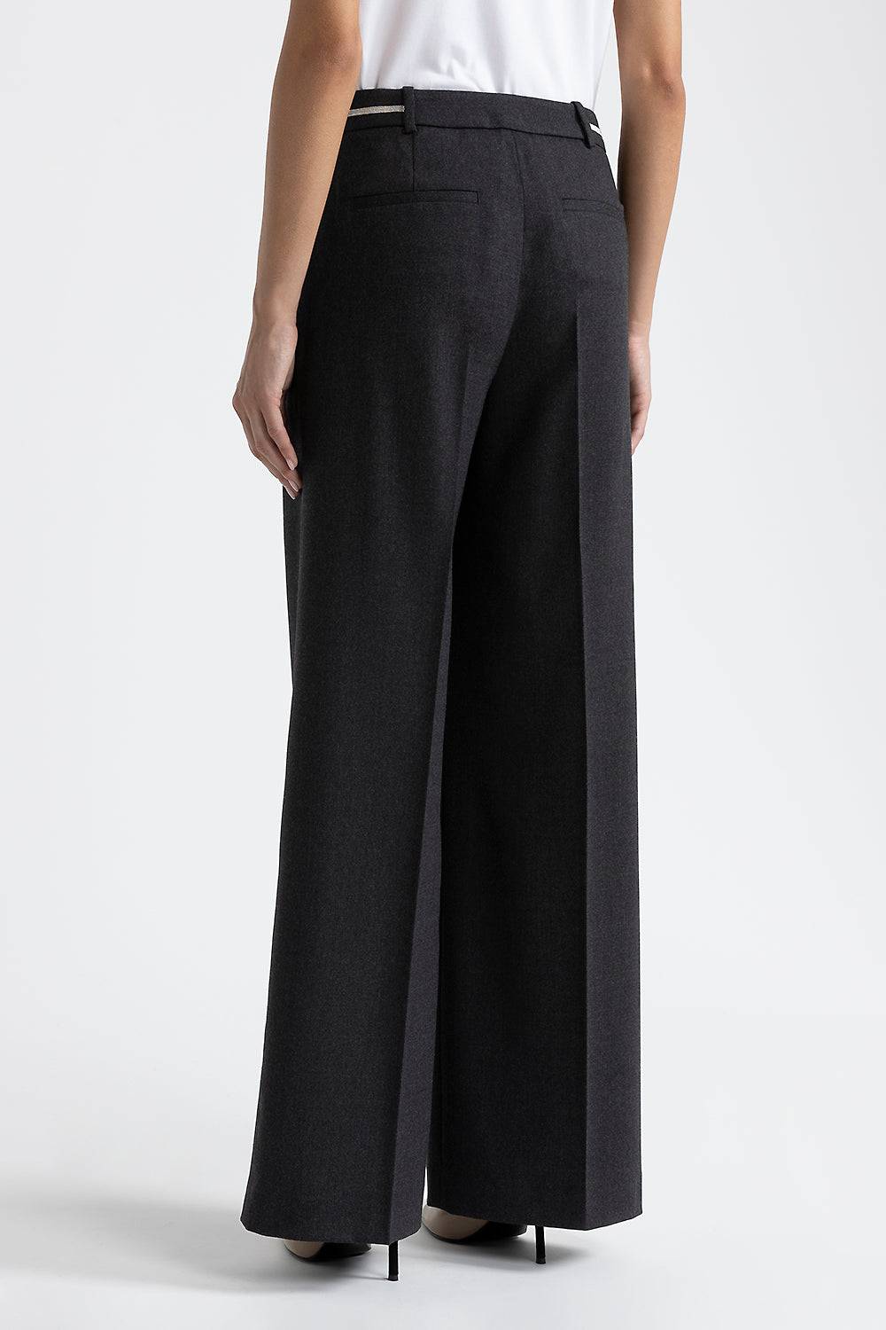 Peserico Pantalone a palazzo in lana tecnica Online Outlet