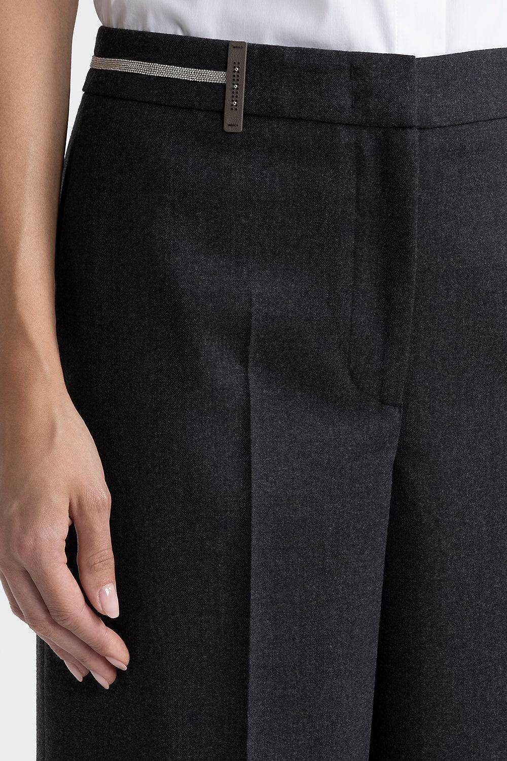 Peserico Pantalone a palazzo in lana tecnica Online Outlet