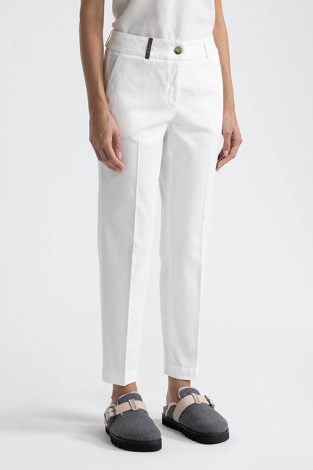 Peserico Pantalone a sigaretta in gabardina mano pesca