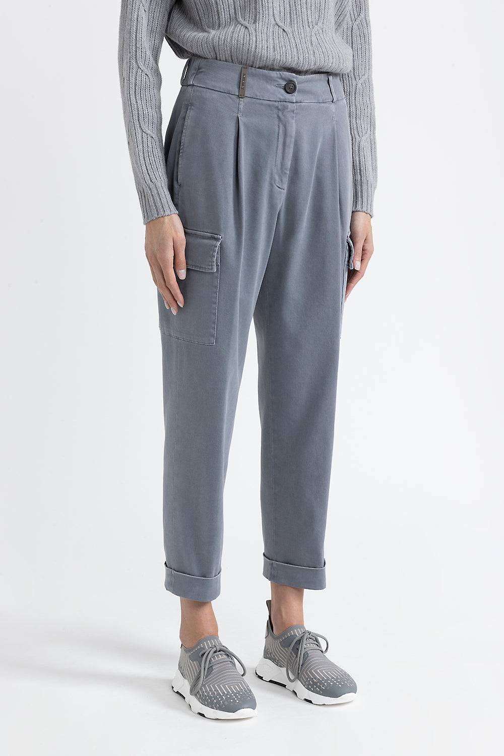 Peserico Pantalone carrot cargo in gabardina di cotone Nuovi prodotti