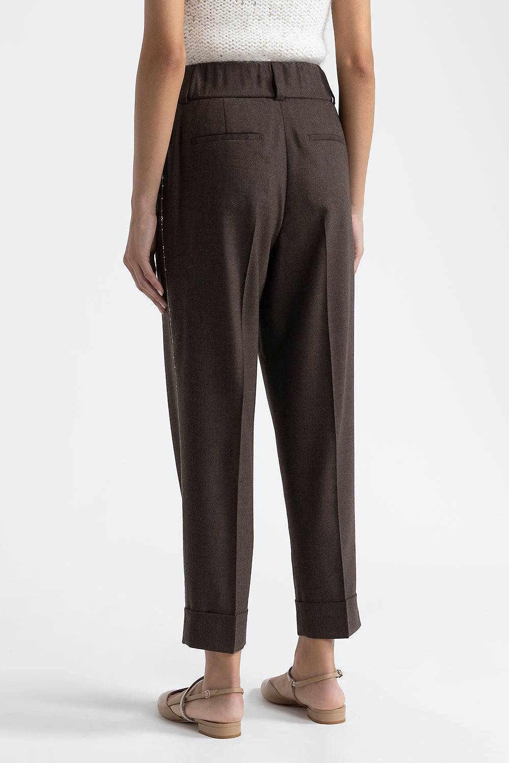 Peserico Pantalone carrot con pince in flanella di lana e cashmere Offerte stagionali