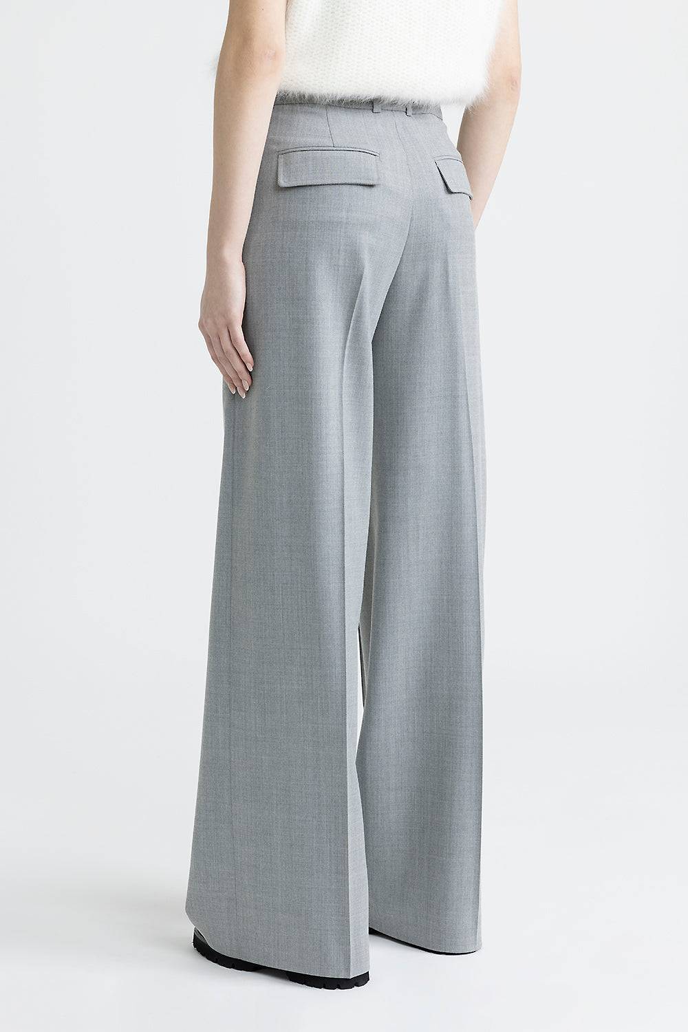 Peserico Pantalone con pince a palazzo in lana tecnica Offerte giornaliere