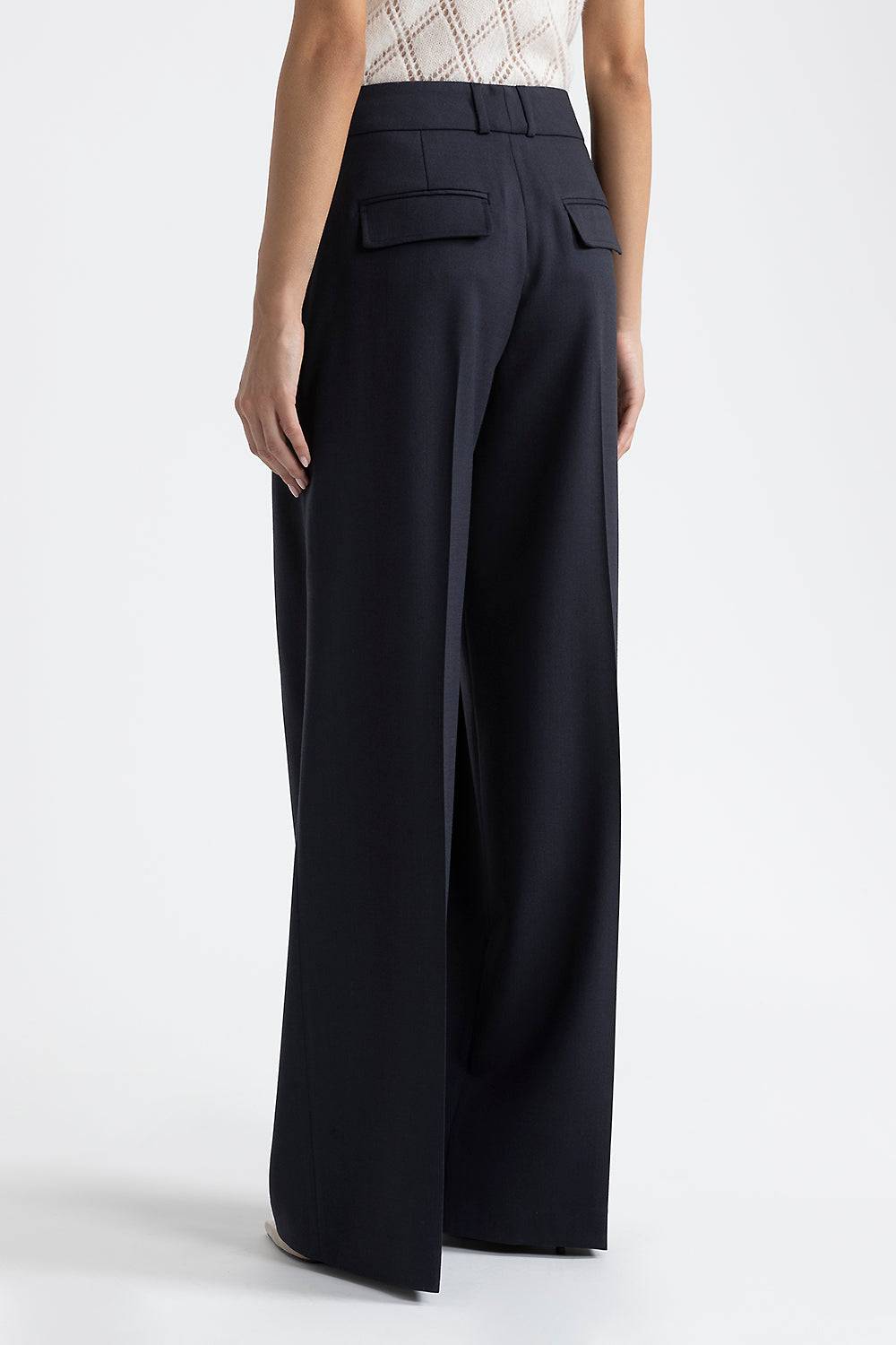 Peserico Pantalone con pince a palazzo in lana tecnica Offerte speciali