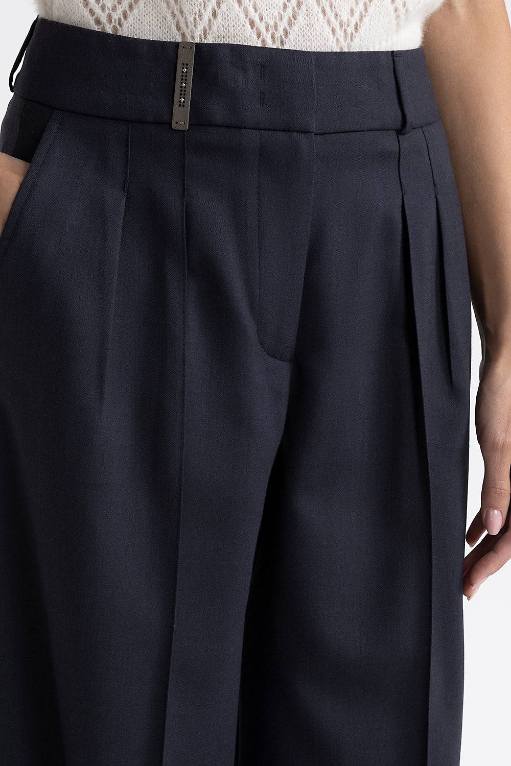 Peserico Pantalone con pince a palazzo in lana tecnica Offerte speciali