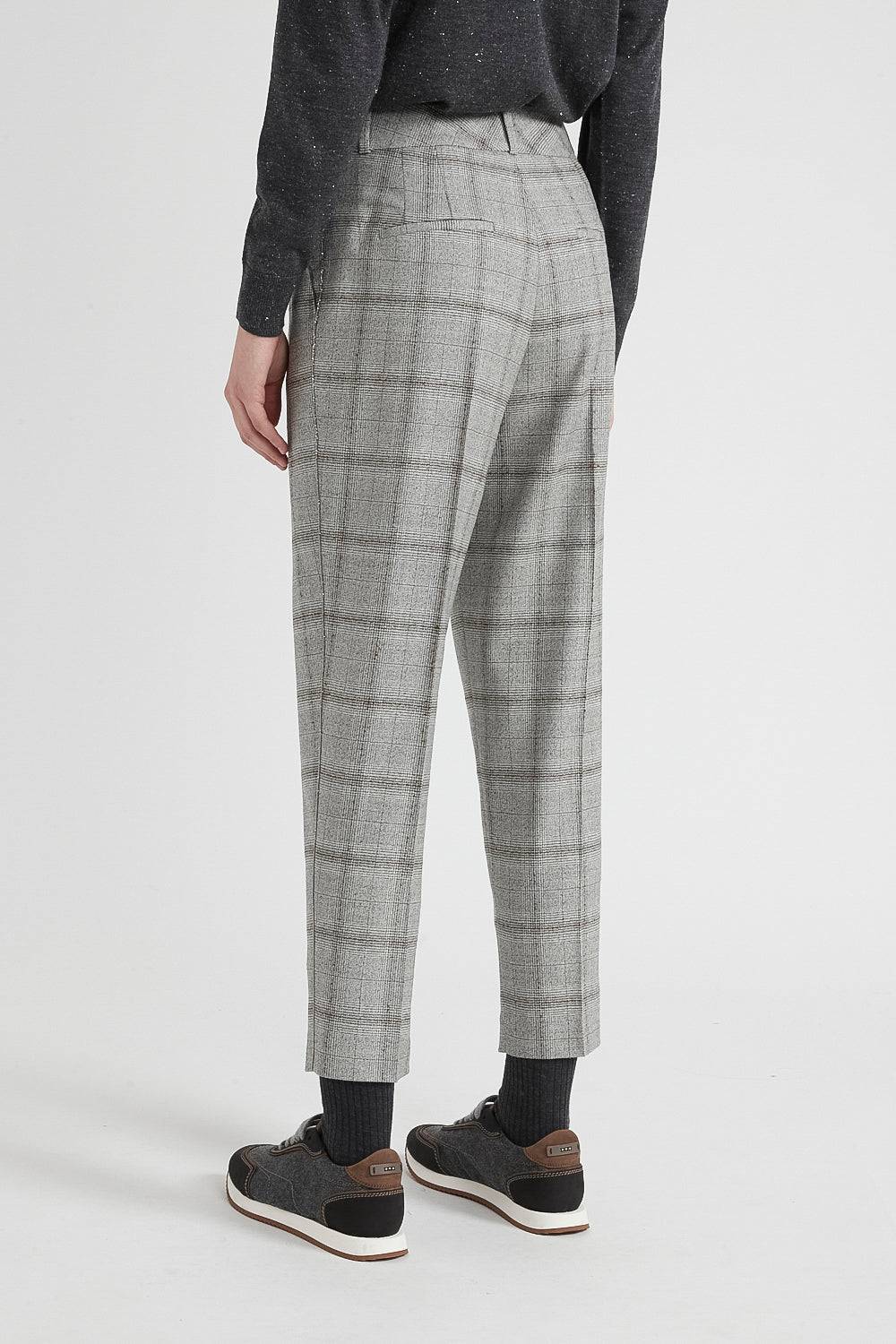 Peserico Pantalone carrot in flanella check di lana Sconti VIP