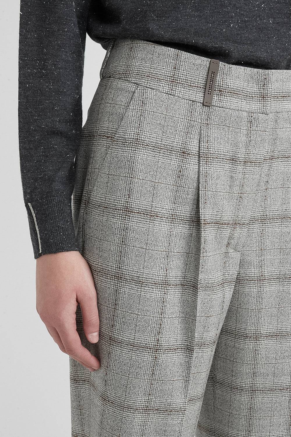 Peserico Pantalone carrot in flanella check di lana Sconti VIP