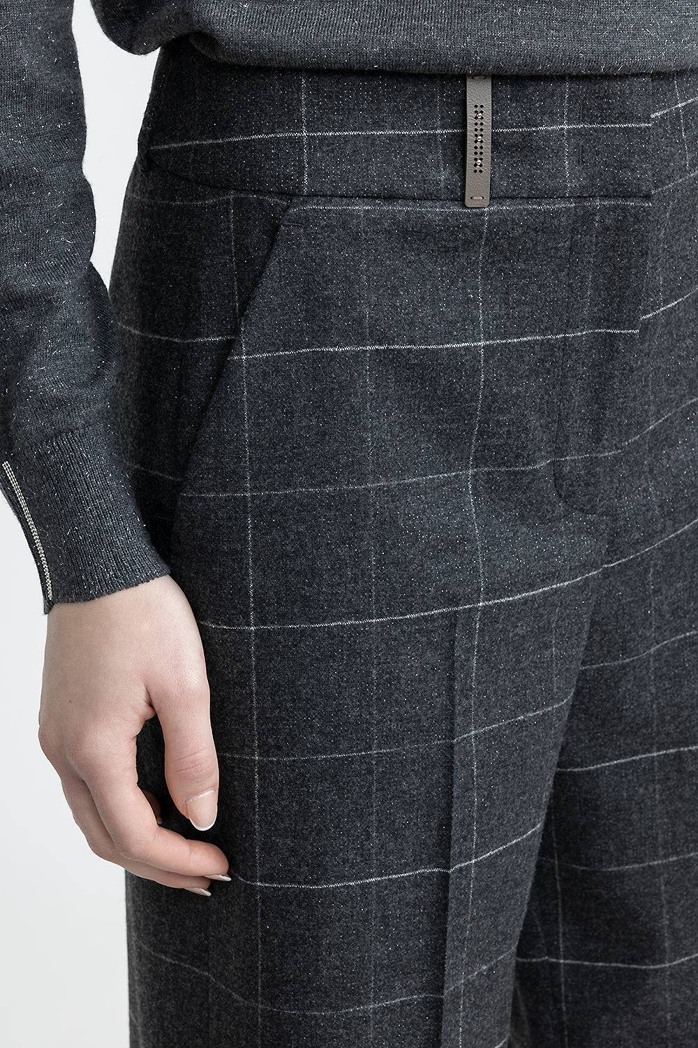 Peserico Pantalone classic tailored in flanella finestrata lurex Prezzo basso