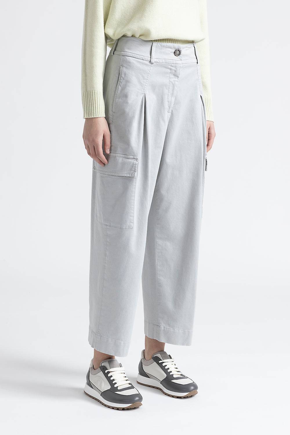 Peserico Pantalone cargo in gabardina di cotone, seta e tencel