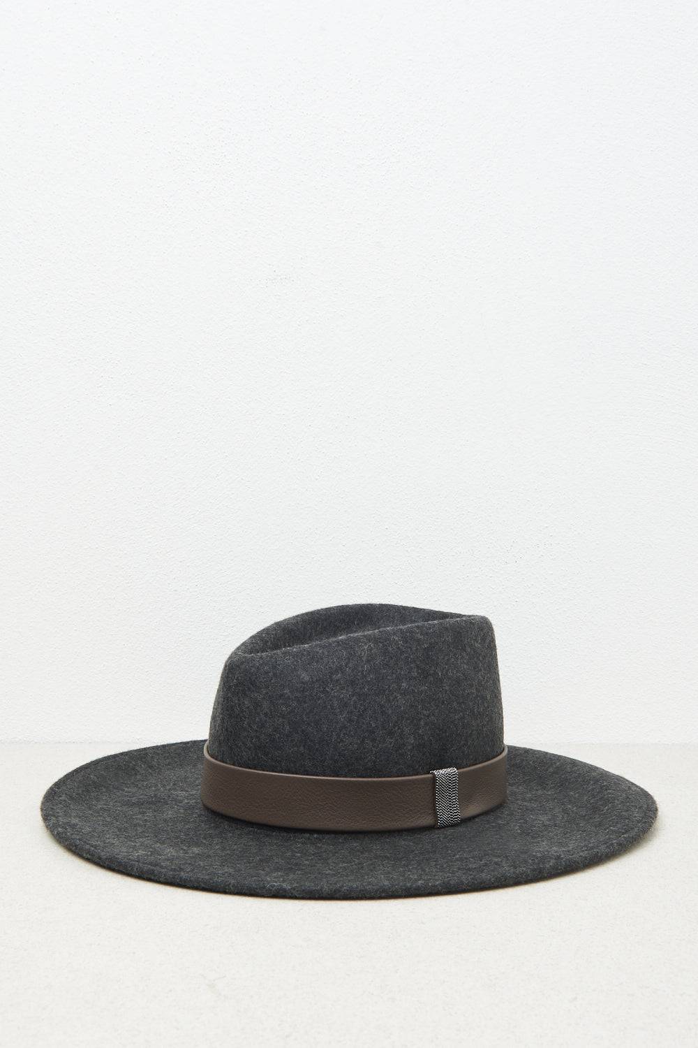 Peserico Cappello Fedora tesa larga in feltro di lana Sostegno trimestrale