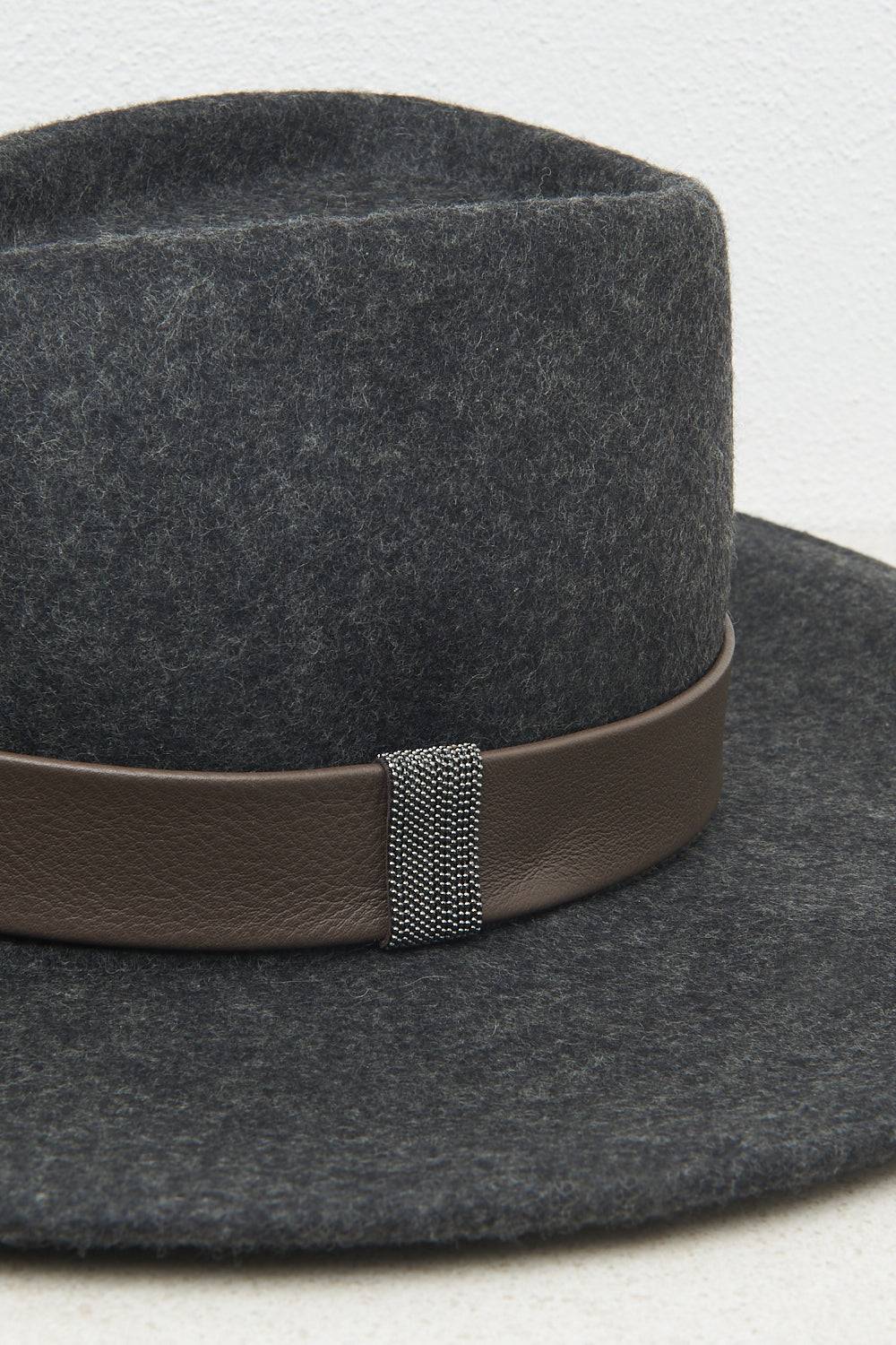 Peserico Cappello Fedora tesa larga in feltro di lana Sostegno trimestrale