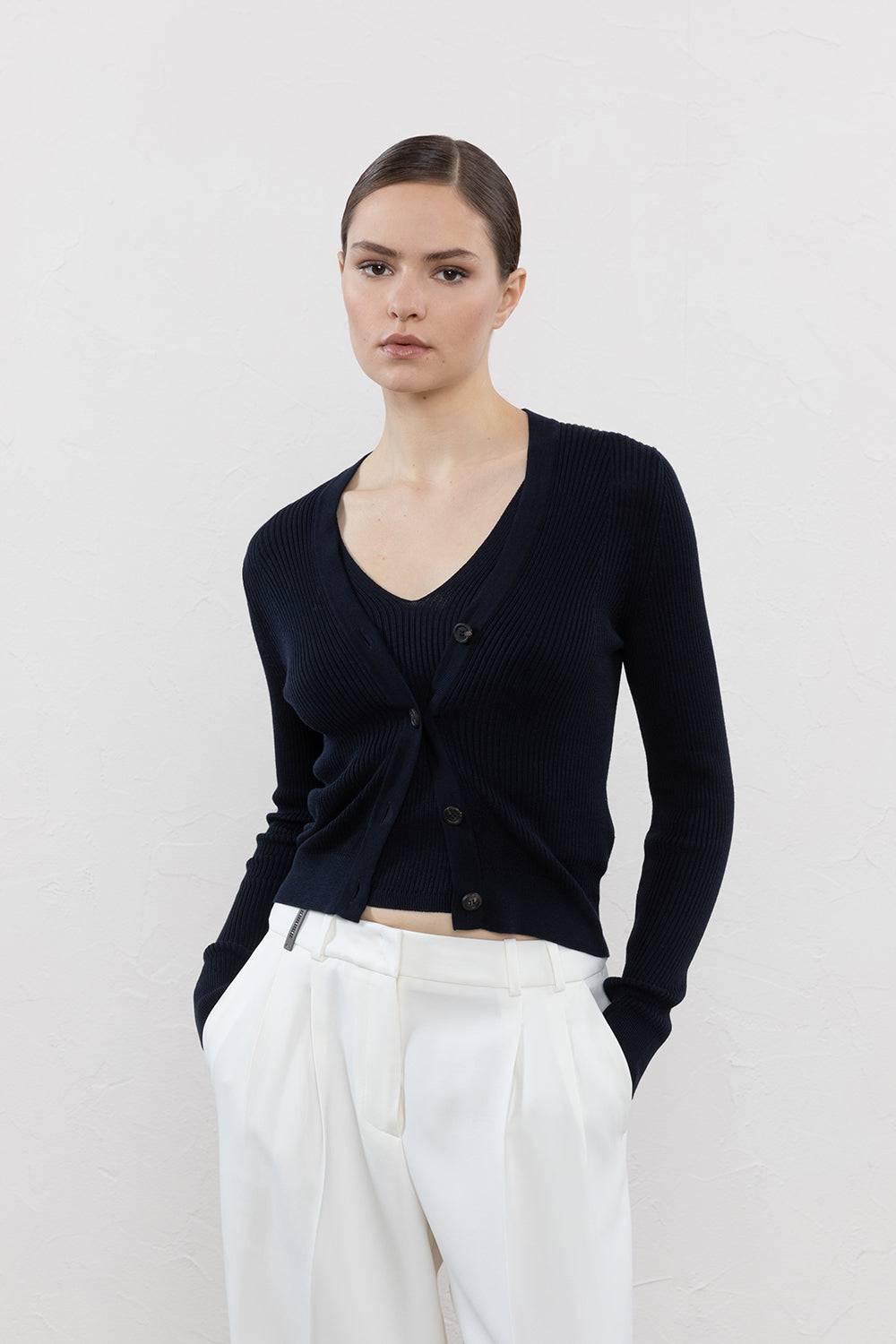 Peserico Cardigan in filato di seta e cotone Solo un giorno rimasto