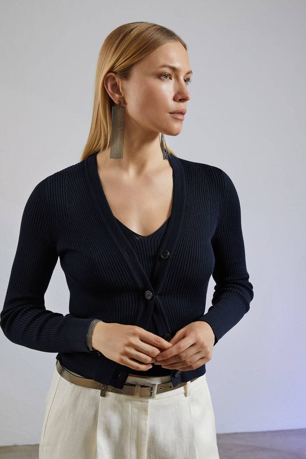 Peserico Cardigan in filato di seta e cotone Solo un giorno rimasto