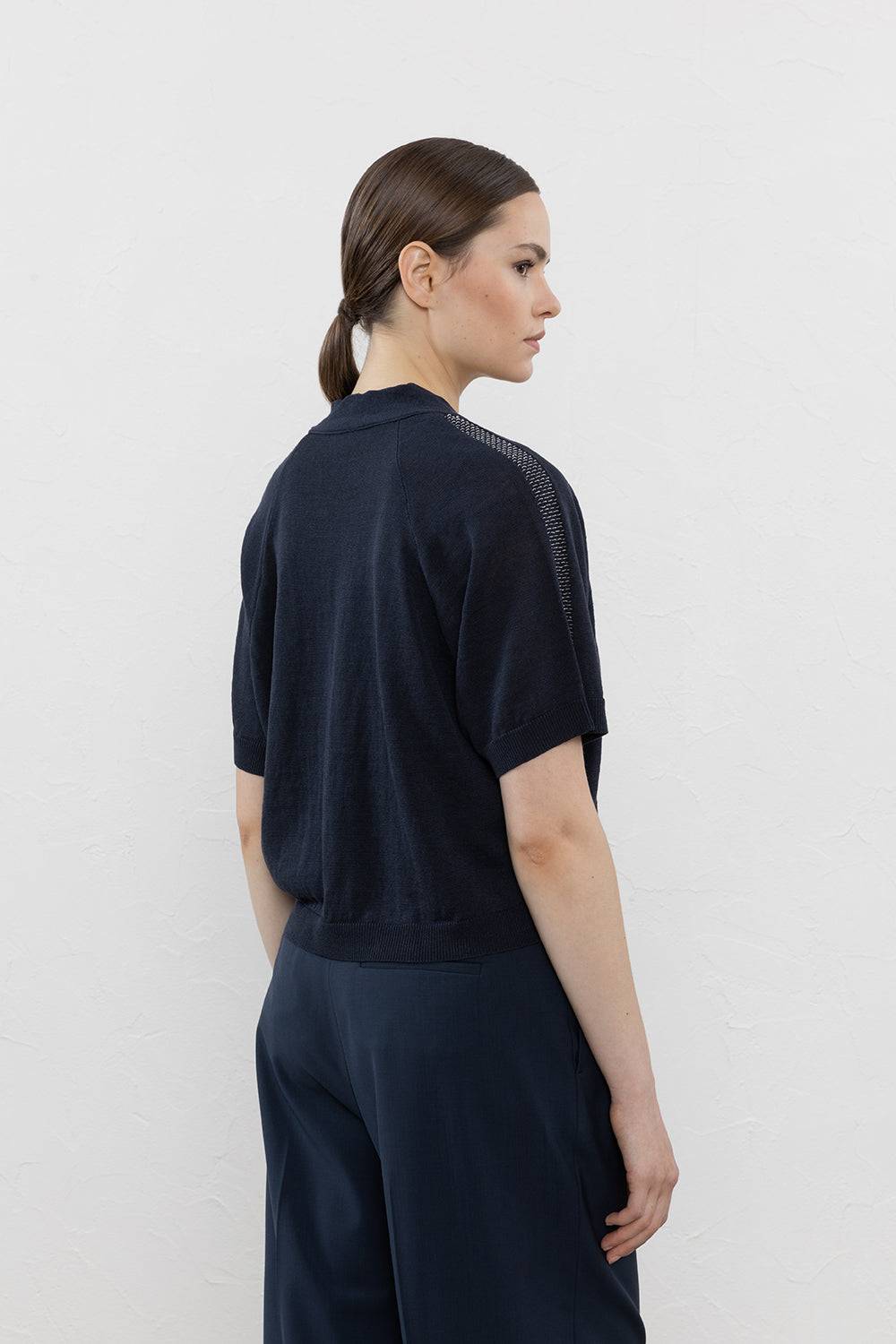 Peserico Cardigan crop in filato di lino cotone crepe Super sconto