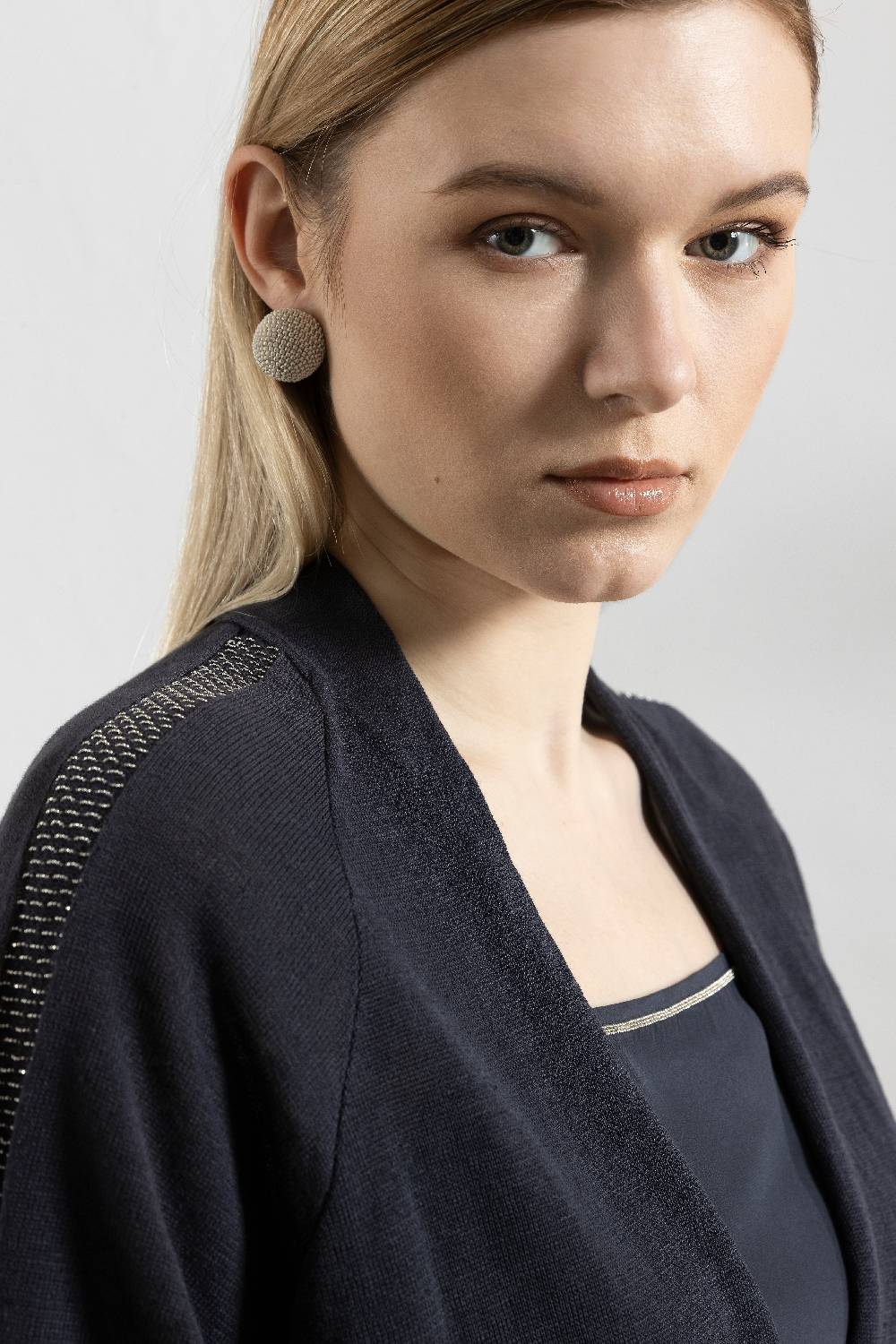 Peserico Cardigan crop in filato di lino cotone crepe Super sconto