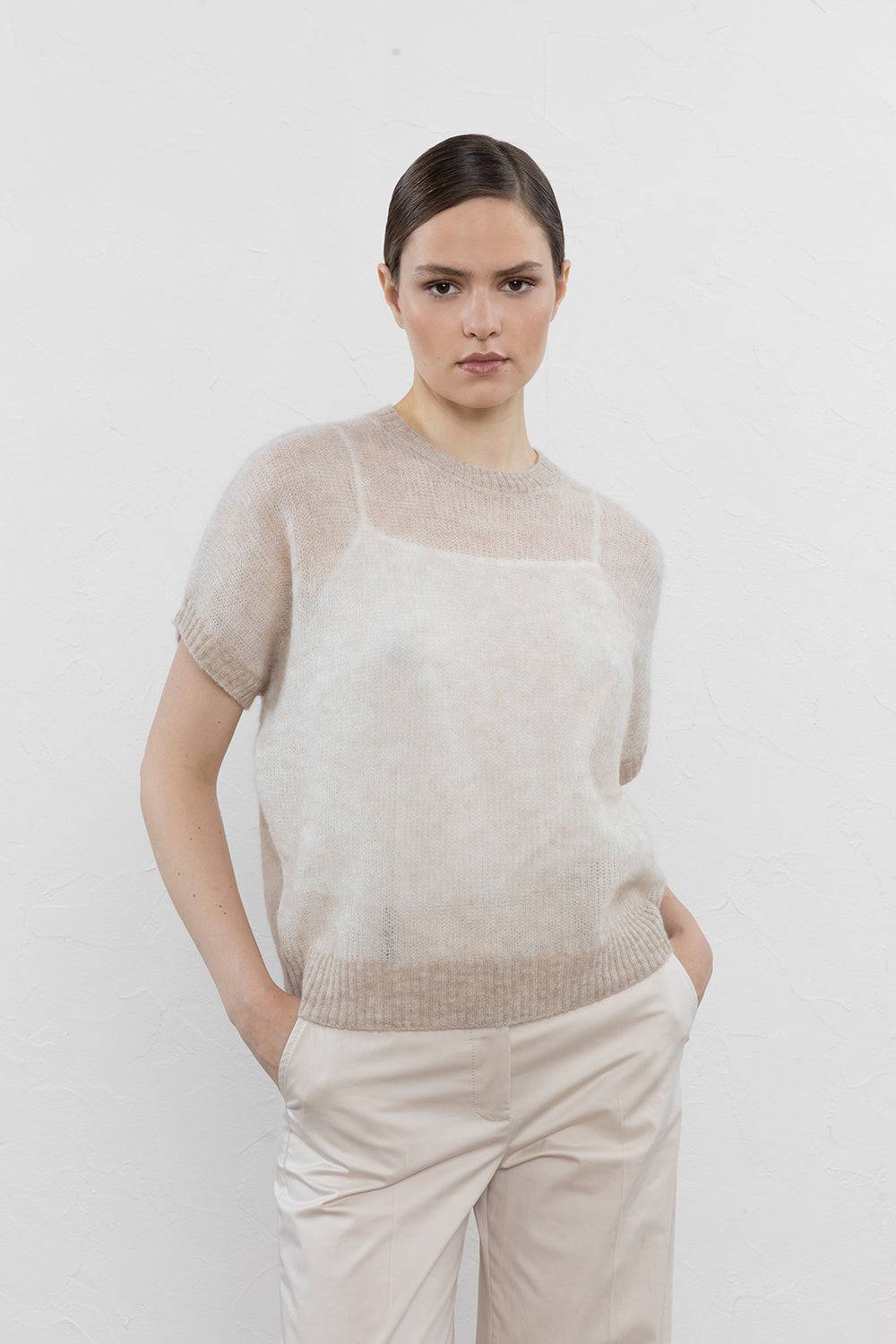 Peserico Maglia maniche corte in alpaca suri Enormi sconti