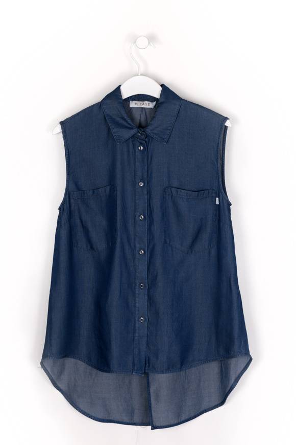 Please Jeans Please - Camicia C02 C20 - Blu Denim Consegna Veloce