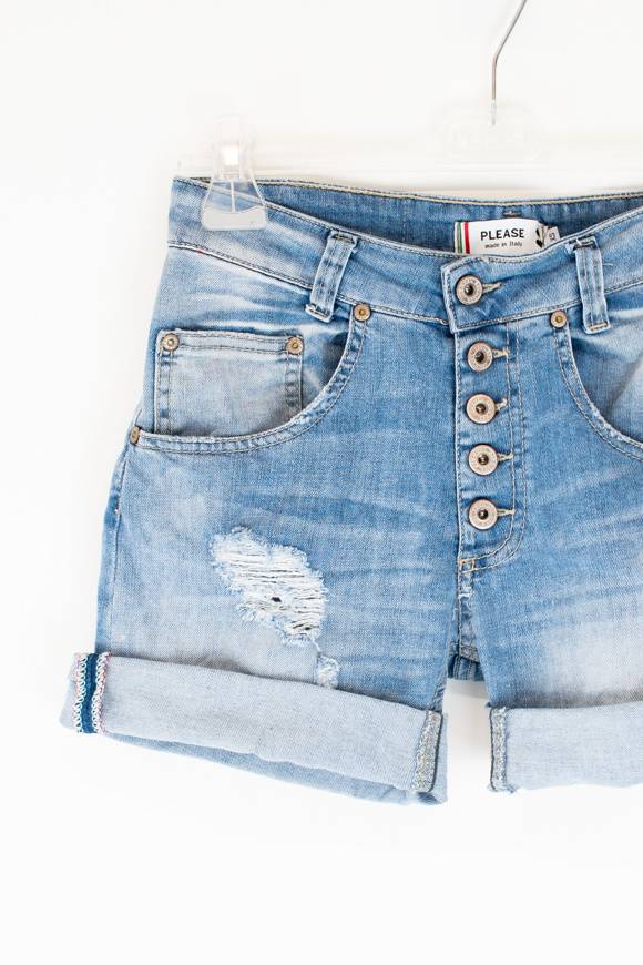 Please Jeans Please - Shorts P88 DQG - Blu Denim Fino Al -60%