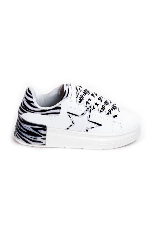 Please Jeans SHOP ART SNEAKER KIM - WHITE/ZEBRATO