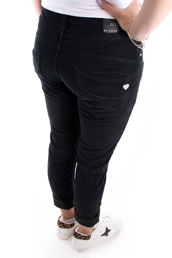 Please Jeans PLEASE CORD PANTALONI P78 - NERO Sottocosto