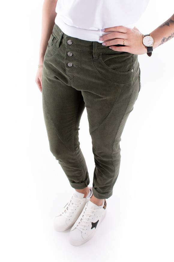 Please Jeans PLEASE CORD PANTALONI P78 - MURKY GREEN Convenienza