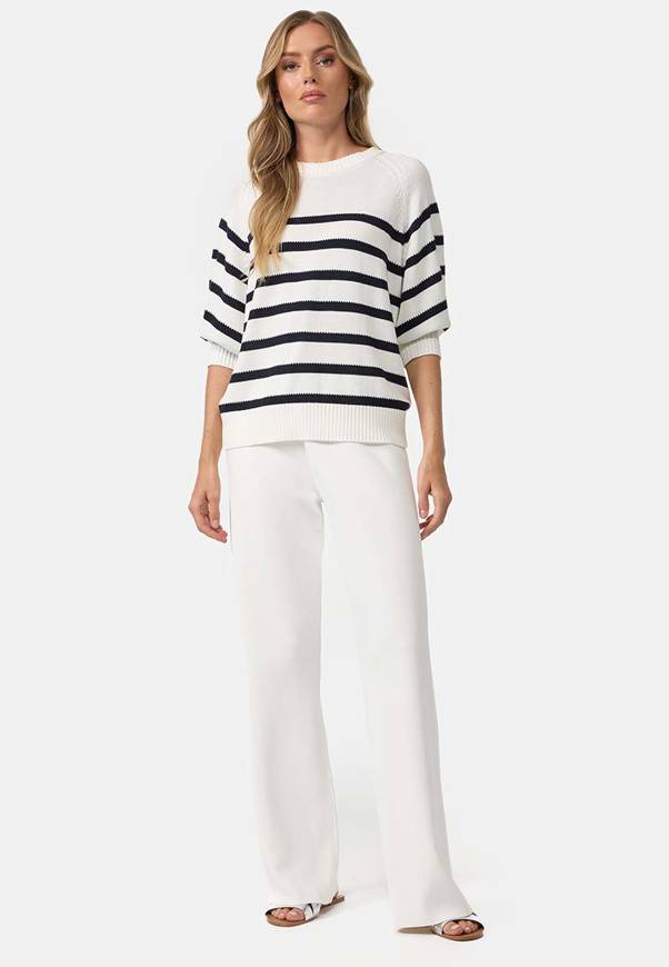 Please Jeans MAGLIA CATNOIR CON MANICHE A 3/4 E RIGHE - NAVY Fino al 55% di sconto