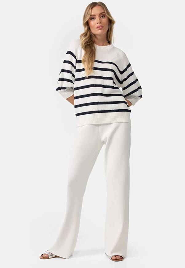 Please Jeans MAGLIA CATNOIR CON MANICHE A 3/4 E RIGHE - NAVY Fino al 55% di sconto