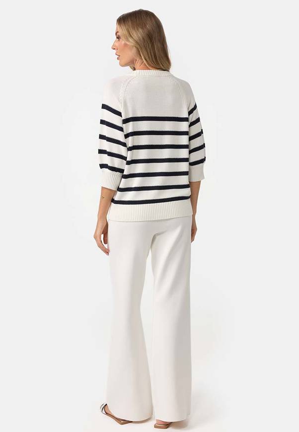 Please Jeans MAGLIA CATNOIR CON MANICHE A 3/4 E RIGHE - NAVY Fino al 55% di sconto