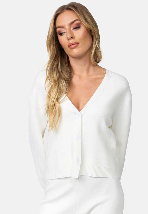 Please Jeans CARDIGAN CATNOIR IN MISTO VISCOSA - BIANCO