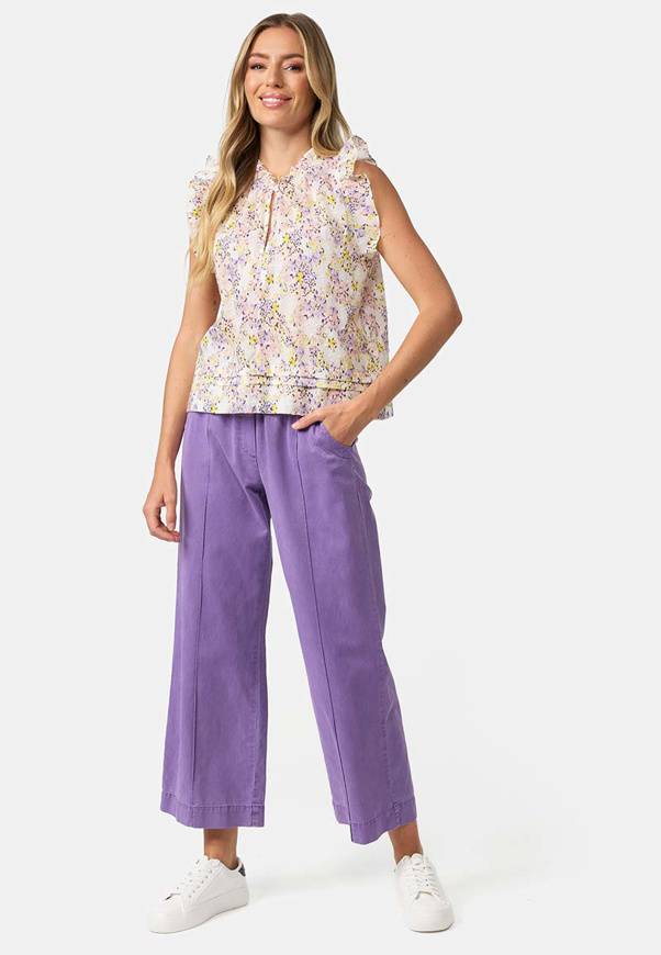 Please Jeans PANTALONI CATNOIR IN TENCEL - LILLA Black Friday Prezzi