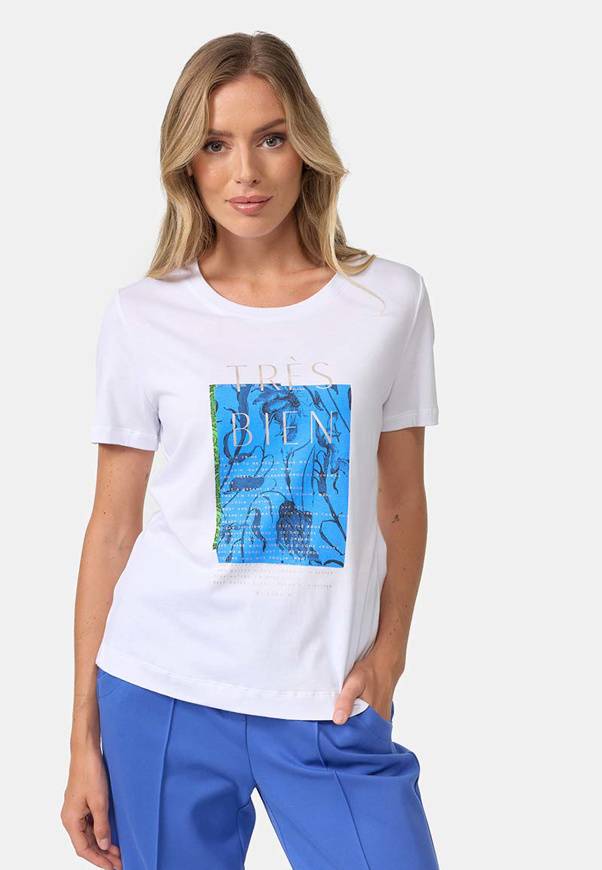 Please Jeans T-SHIRT CATNOIR IN MODAL CON STAMPA - AZZURRO TRES BIEN Pezzi Unici