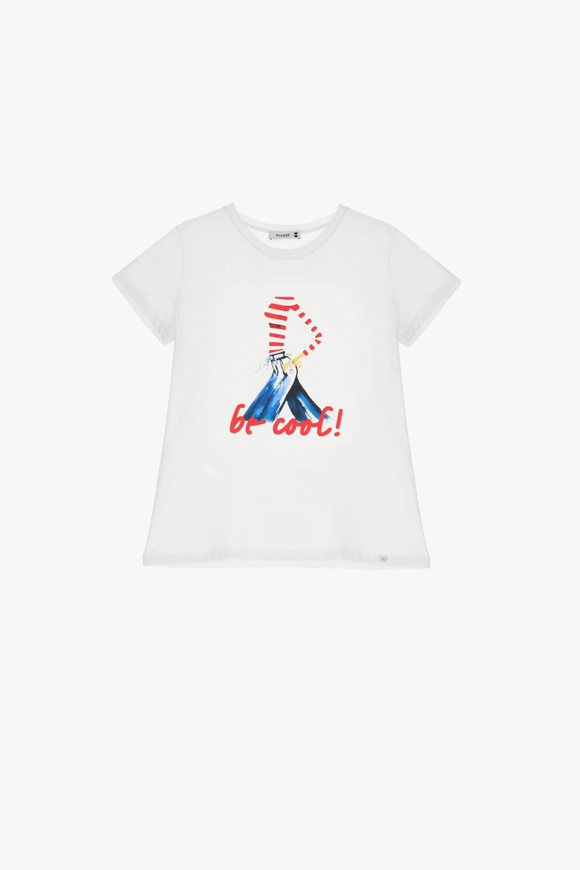 Please Jeans PLEASE T-SHIRT - T76 327 - WHITE Vendite Flash