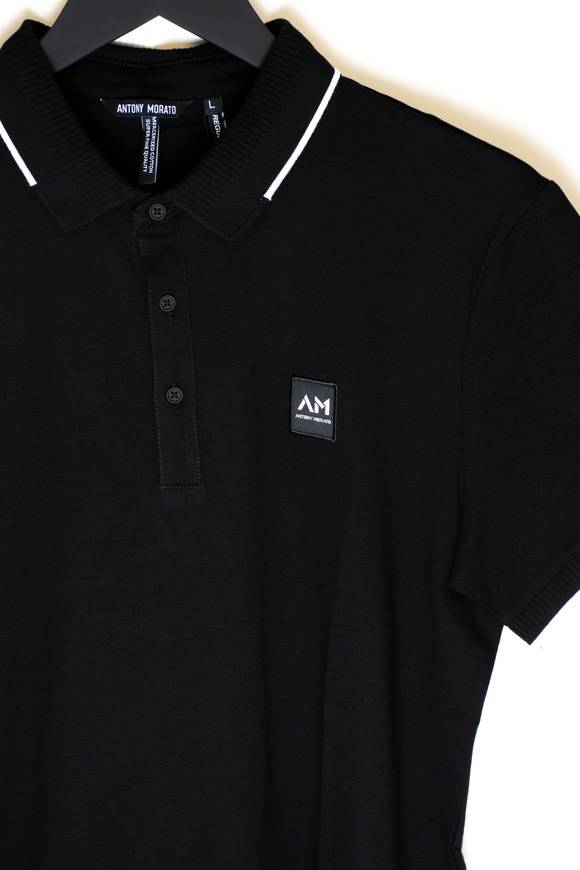 Please Jeans ANTONY MORATO POLO REGULAR - NERO Comprare a buon mercato