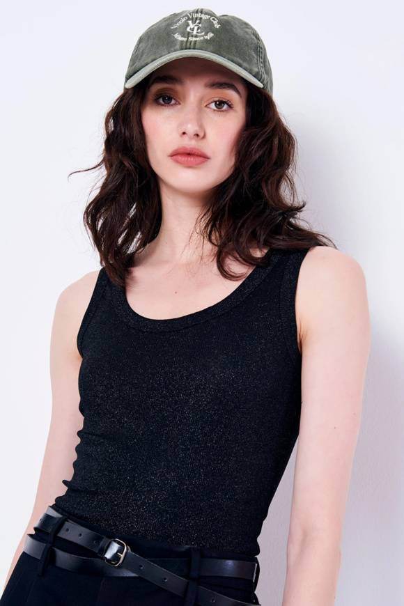 Please Jeans VICOLO TANK-TOP GLITTER - UB0 009 - BLACK Pezzi Unici